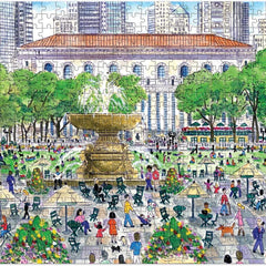 Galison Springtime at the Library, Michael Storrings Double-Sided Jigsaw Puzzle (500 Pieces)