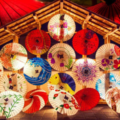 Bluebird Japanese Umbrellas Jigsaw Puzzle (500 Pieces)