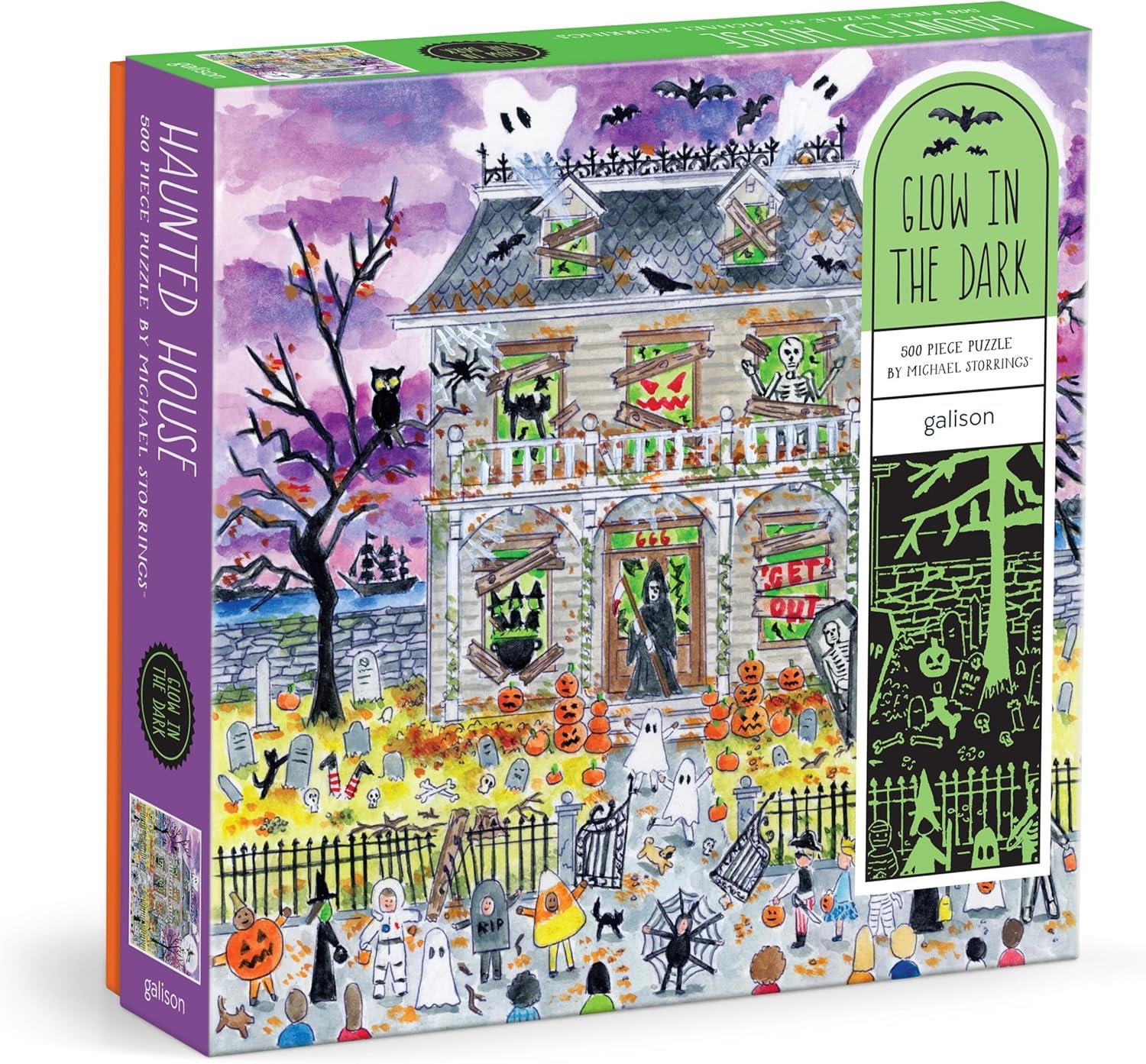 Galison Haunted House Glow in the Dark, Michael Storrings Jigsaw Puzzle (500 Pieces)