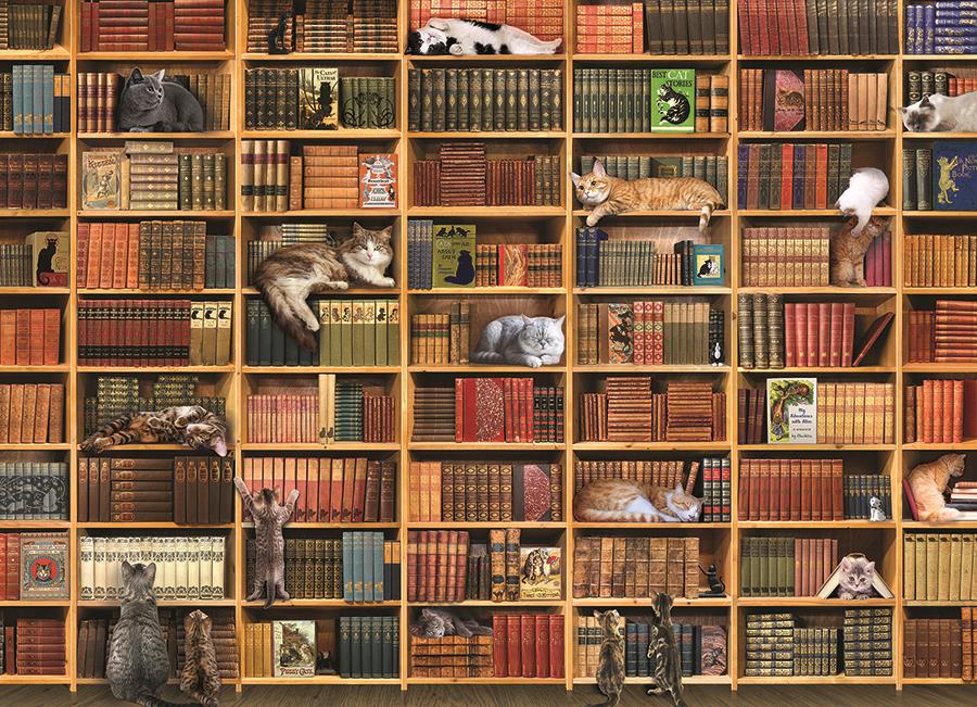 Cobble Hill Cat Library Jigsaw Puzzle (1000 Pieces)