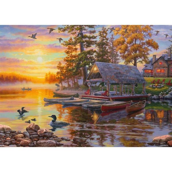 Schmidt Darrell Bush: Boathouse with Canoes Jigsaw Puzzle (1000 Pieces)