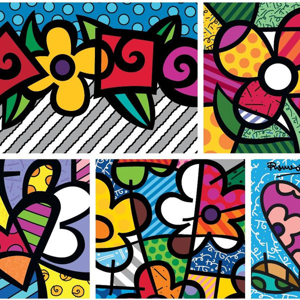 Bluebird Romero Britto - Collage: Hearts and Flowers Jigsaw Puzzle (1500 Pieces)