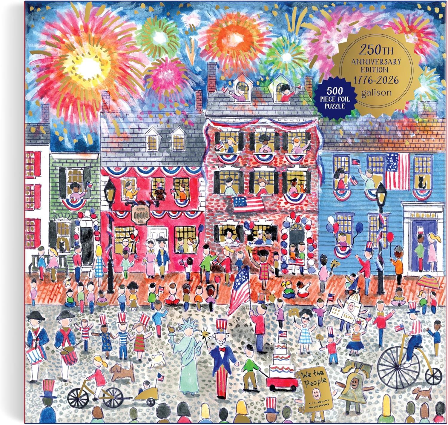 Galison Celebrate The USA, Michael Storrings Foil Jigsaw Puzzle (500 Pieces)