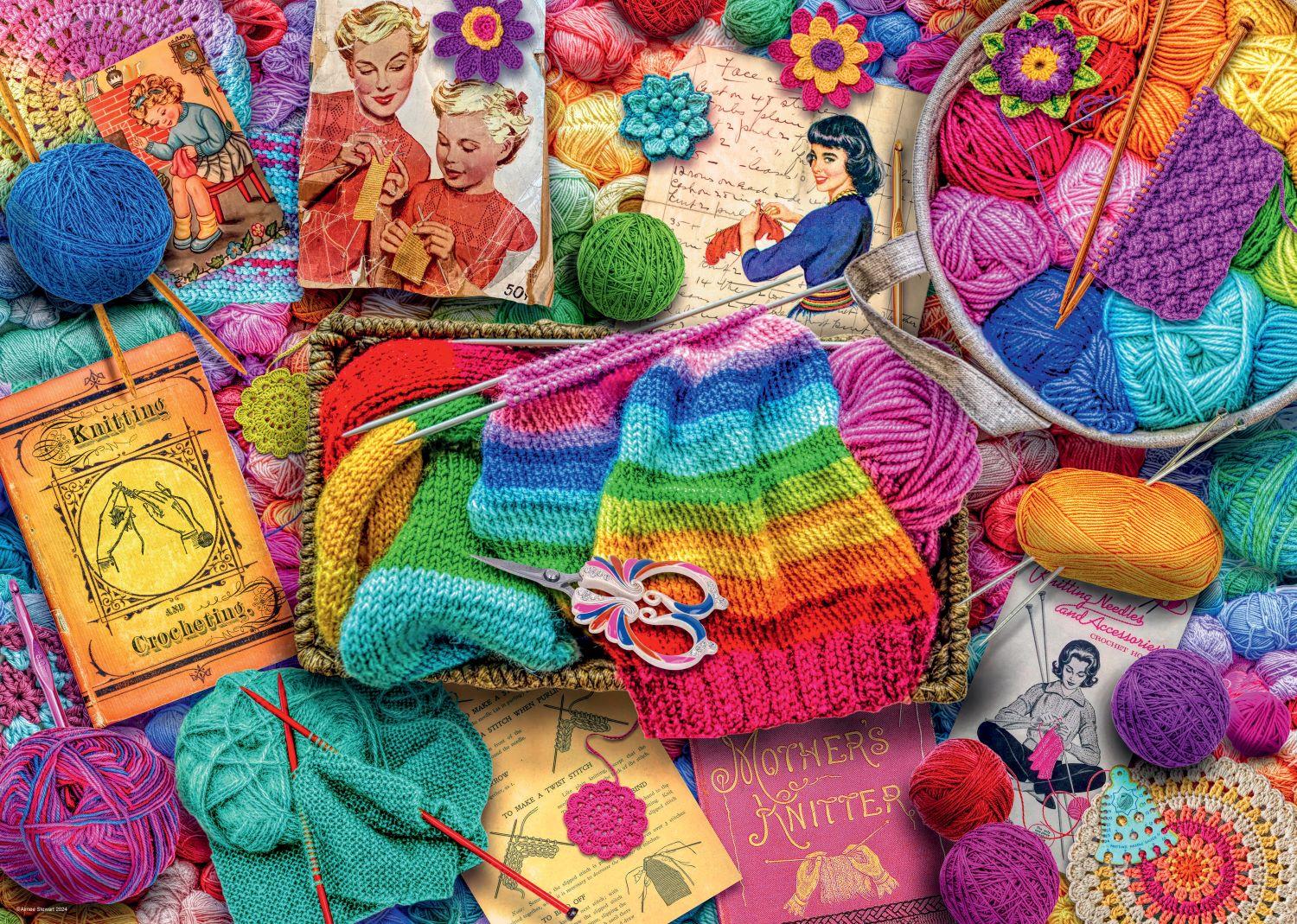 【Rosen Kreuz】crochet loose knit Ravensburger Vintage Knitting & Crochet Jigsaw Puzzle (1000 Pieces