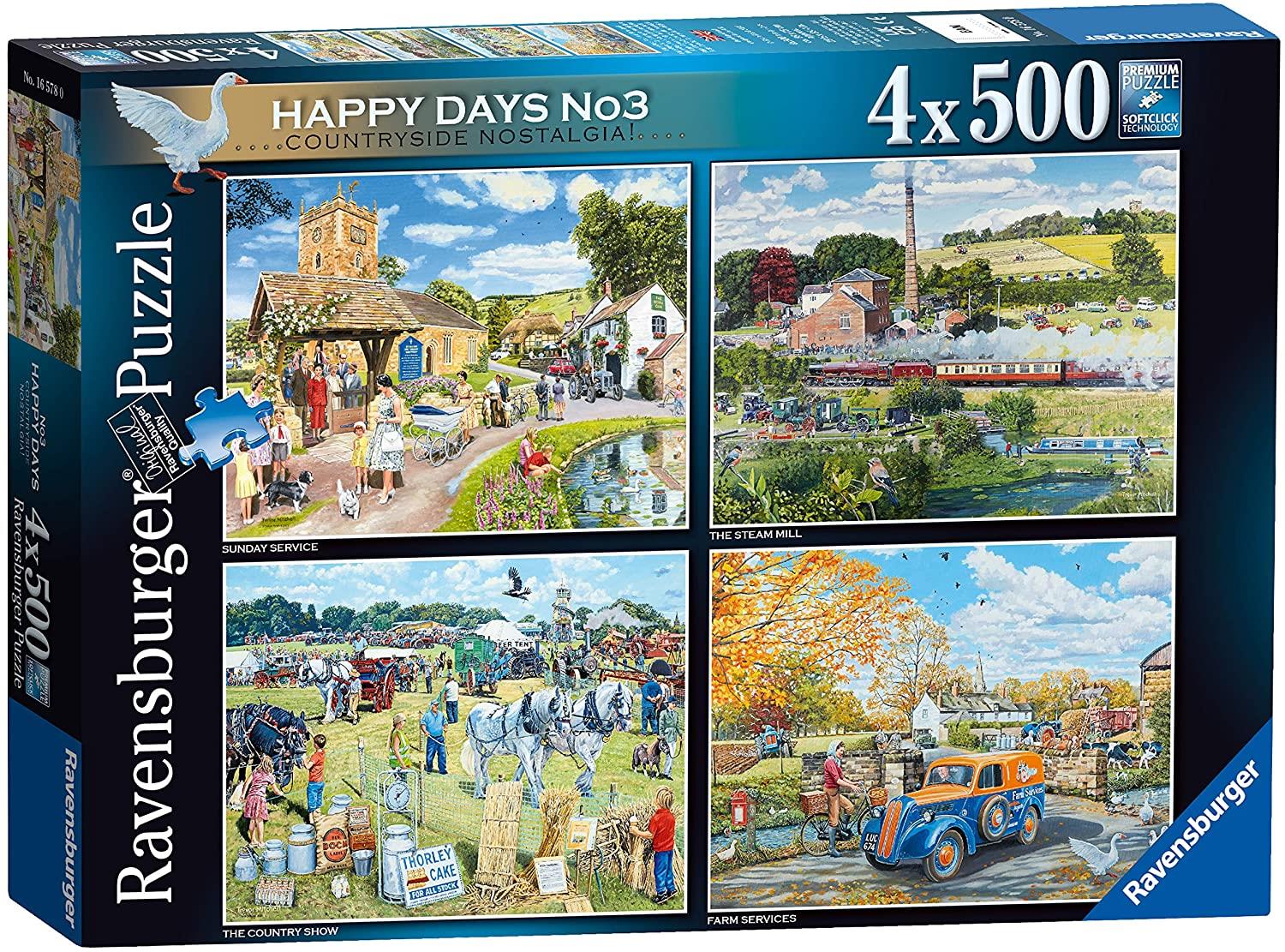 Ravensburger Happy Days No 3 Countryside Nostalgia Jigsaw Puzzles (4 x 500 Pieces)