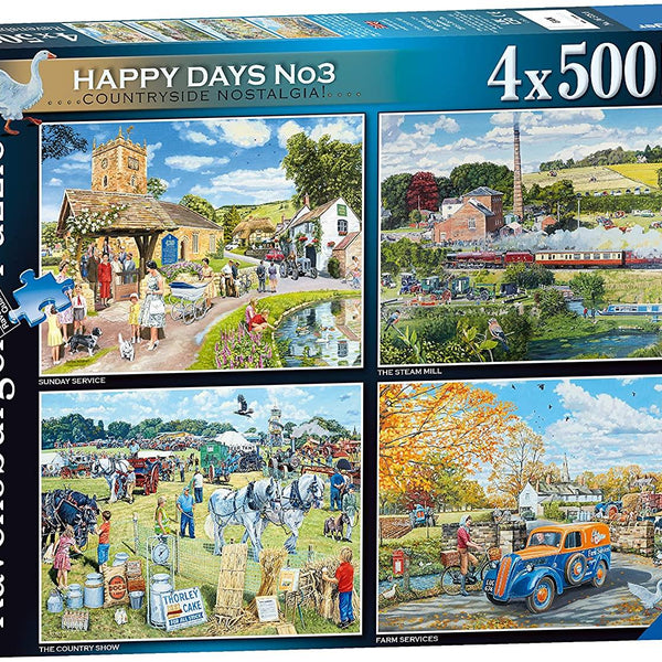 Ravensburger Happy Days No 3 Countryside Nostalgia Jigsaw Puzzles (4 x 500 Pieces)