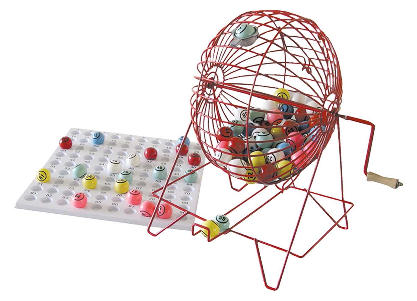 Large Bingo Cage with 38mm Balls & Checkboard