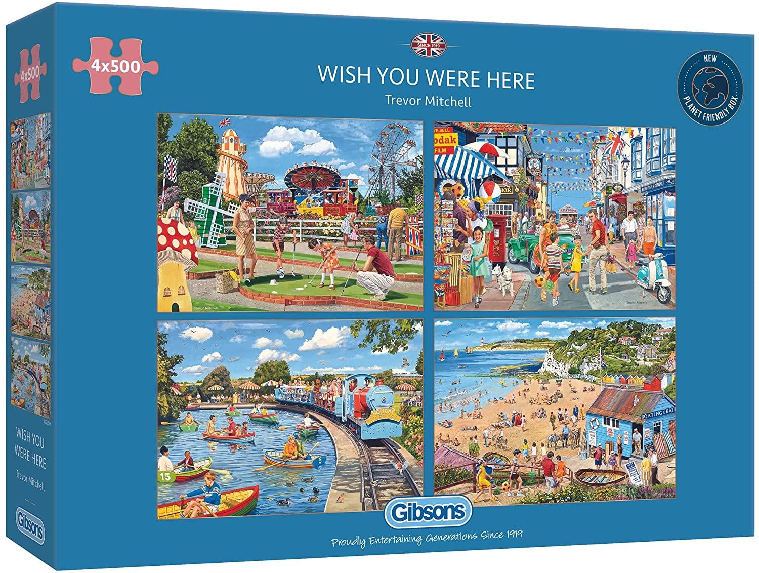 Gibsons Wish You Were Here Jigsaw Puzzles (4 x 500 Pieces)