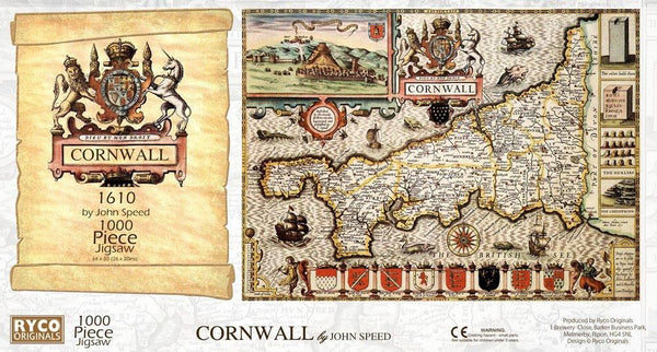 Cornwall Historical Map - John Speed Jigsaw Puzzle (1000 Pieces)