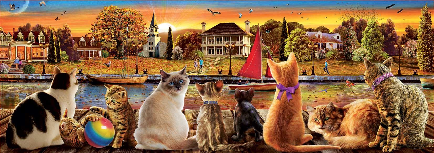 Educa Cats On The Quay Panorama Jigsaw Puzzle (1000 Pieces)