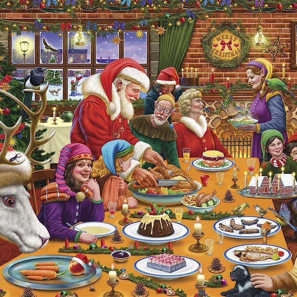 Christmas Dinner at Santa's Workshop Jigsaw Puzzle (1000 Pieces)s