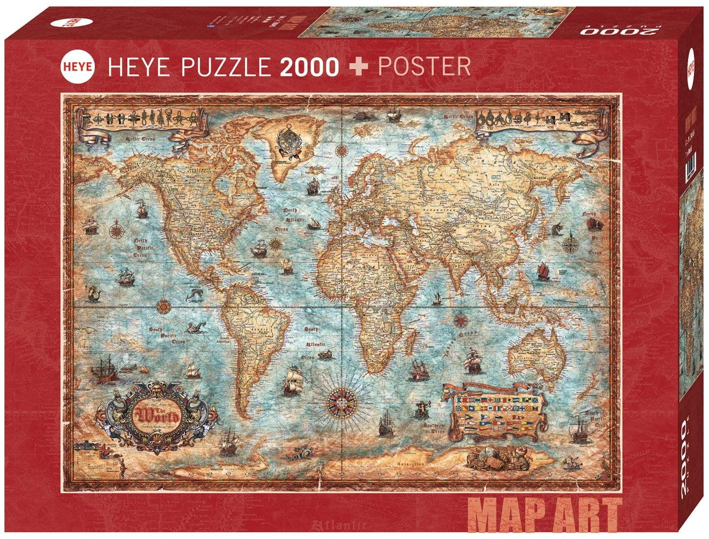 Heye The World Map Art Jigsaw Puzzle (2000 Pieces)