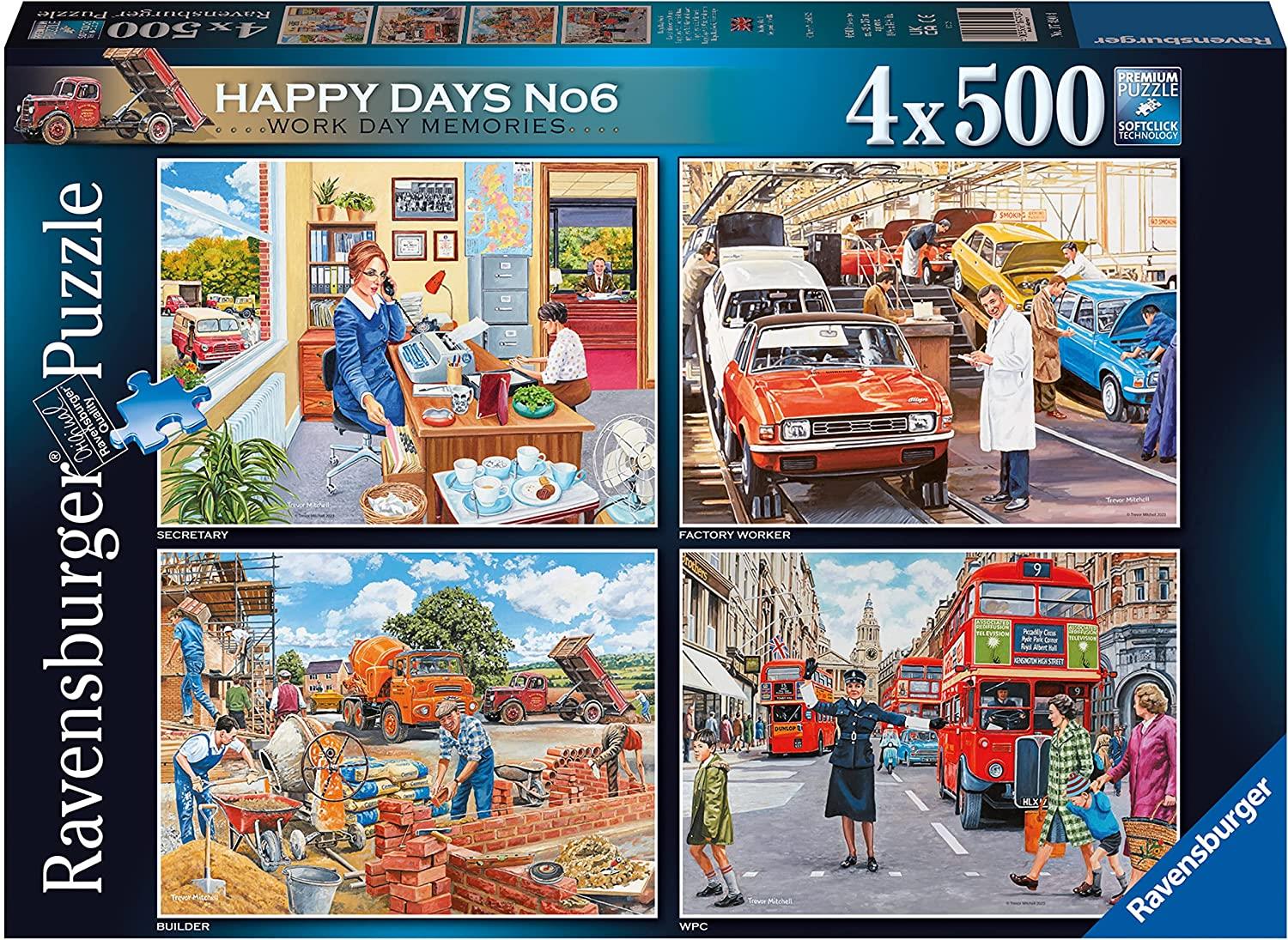 Ravensburger Happy Days No 6, Work Day Memories Jigsaw Puzzles (4 x 500 Pieces)