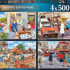 Ravensburger Happy Days No 6, Work Day Memories Jigsaw Puzzles (4 x 500 Pieces)