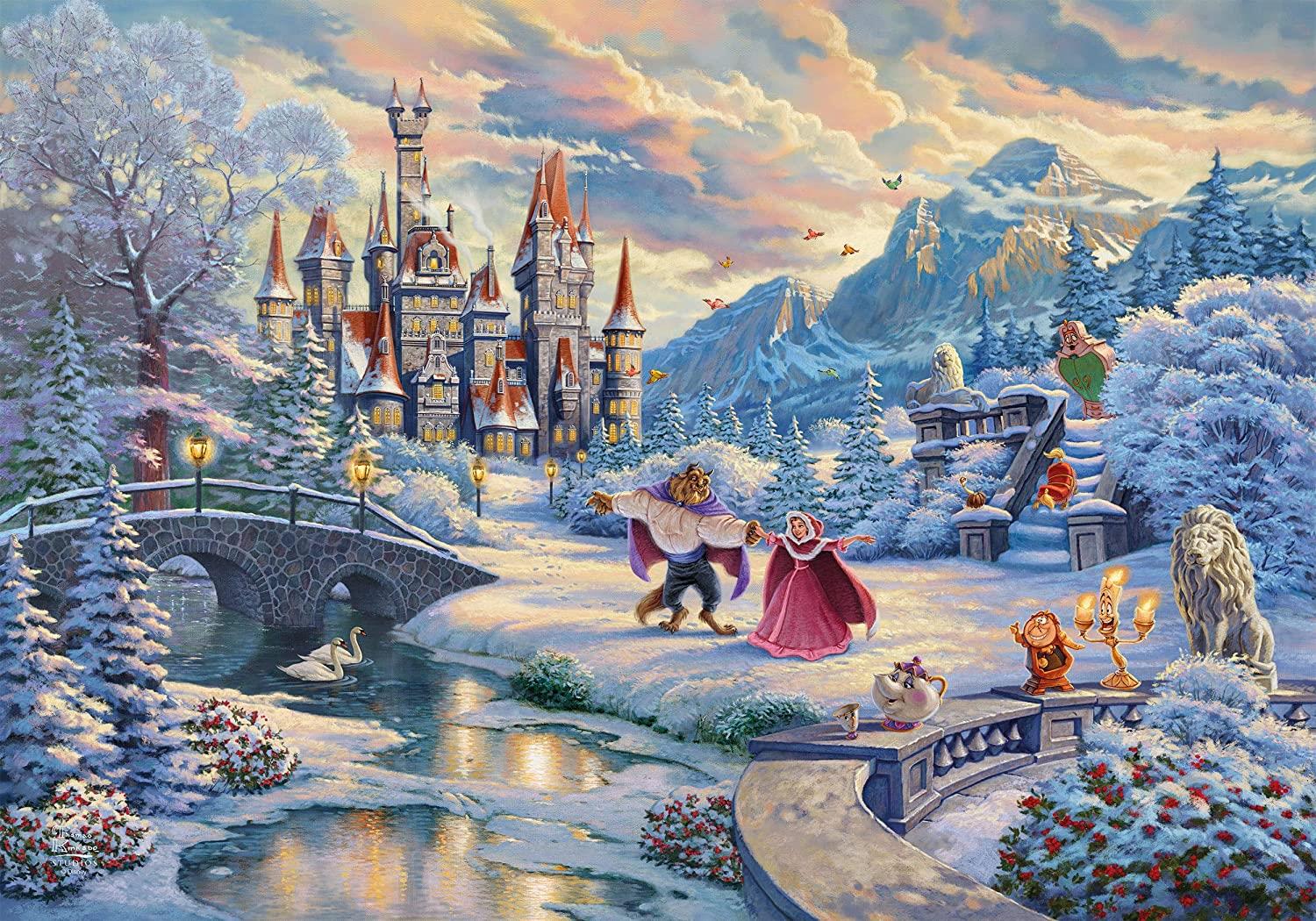 Schmidt Thomas Kinkade Disney Beauty & the Beast Winter Enchantment Jigsaw Puzzle (1000 Pieces)�