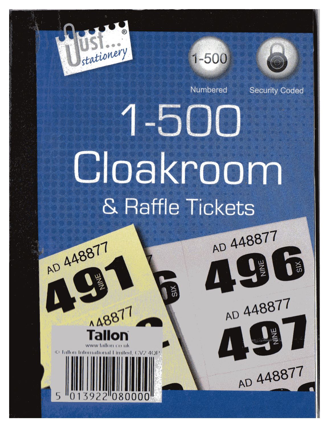 Book of 500 Raffle / Cloakroom Tickets