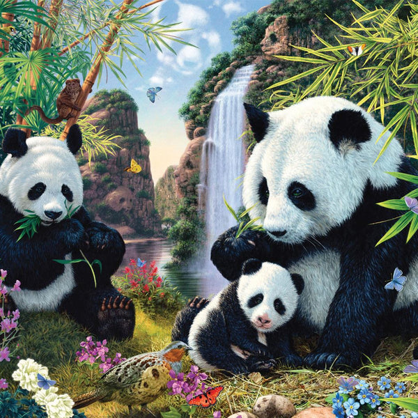 Schmidt Panda Family at the Waterfall Jigsaw Puzzle (500 Pieces)