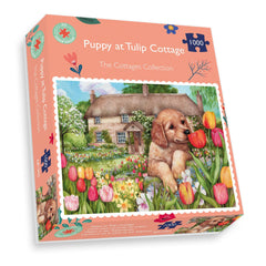 Puppy at Tulip Cottage - Debbie Cook Jigsaw Puzzle (1000 Pieces)