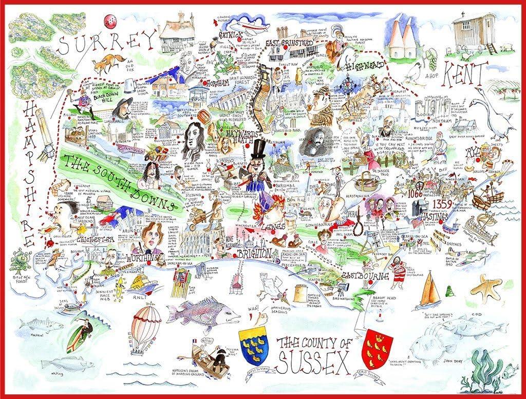 Map of Sussex, Tim Bulmer Jigsaw Puzzle (1000 Pieces)