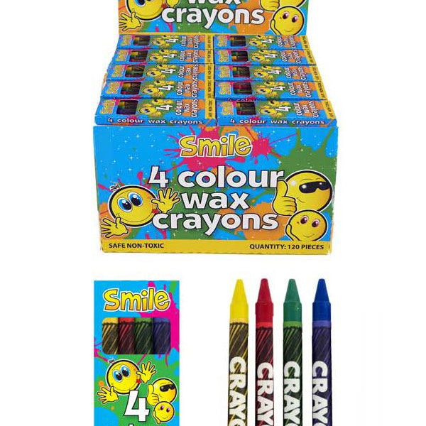 120 Packs of 4 Colour Wax Crayons