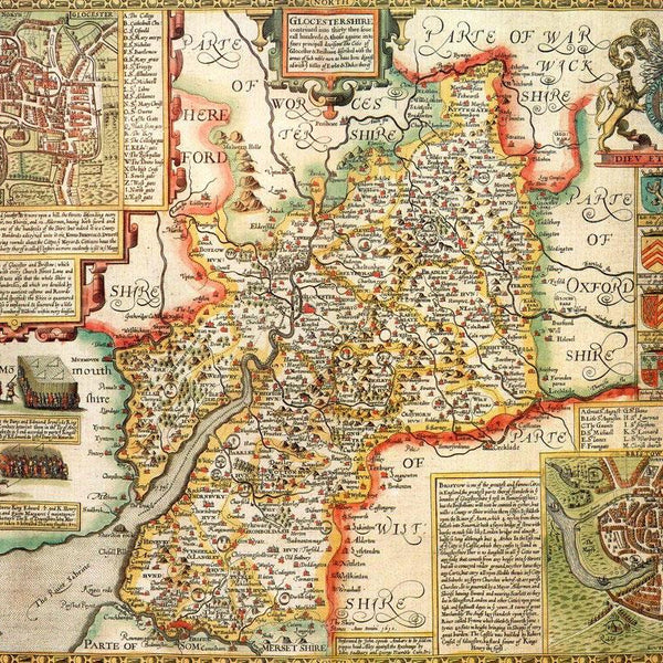 Gloucestershire Historical Map - John Speed Jigsaw Puzzle (1000 Pieces)