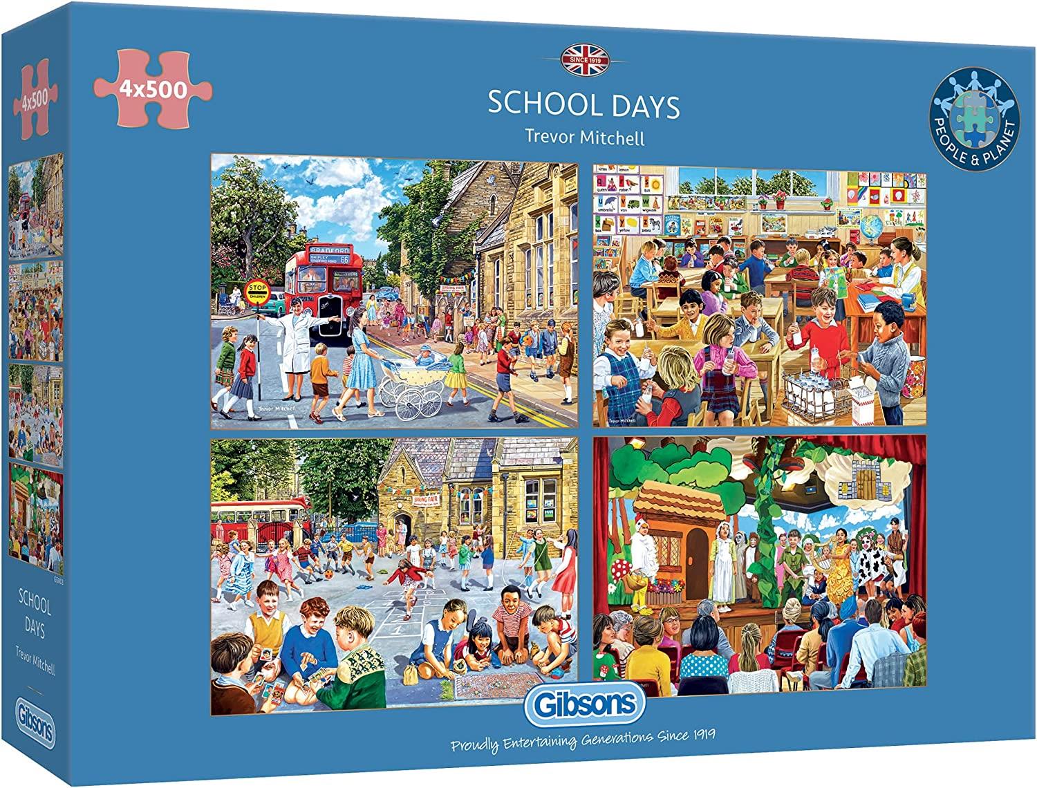 Gibsons School Days Jigsaw Puzzles (4 x 500 Pieces)
