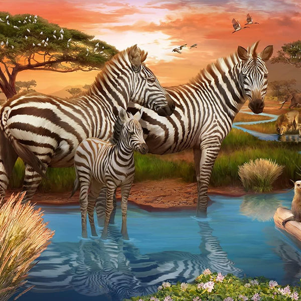 Ravensburger Zebras at The Waterhole Jigsaw Puzzle (500 Pieces)