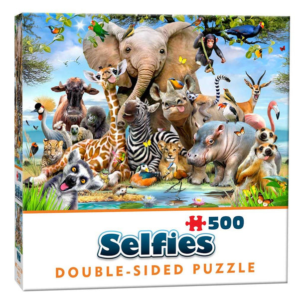 Wild Animals Selfie Double-Sided Jigsaw Puzzle (500 Pieces)