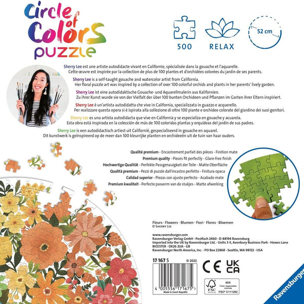 Ravensburger Flowers Circles of Colours Circular Jigsaw Puzzle (500 Pieces)