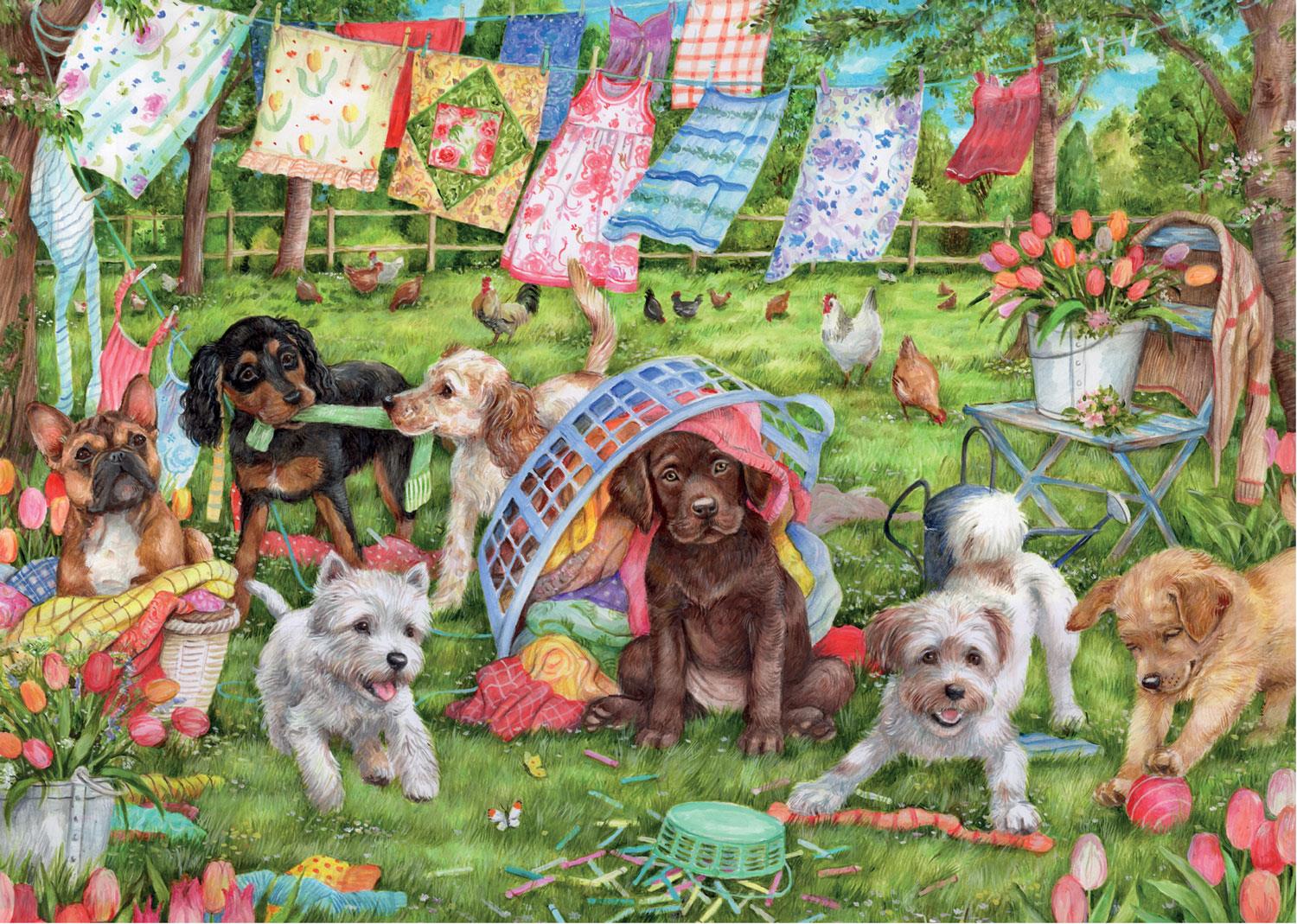 Falcon Deluxe Puppies in the Garden Jigsaw Puzzle (1000 Pieces)