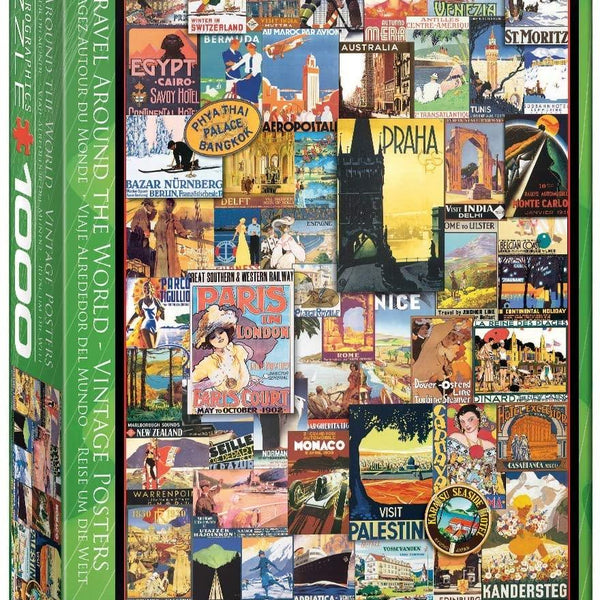 Eurographics Travel Around The World Vintage Posters Jigsaw Puzzle (1000 Pieces)