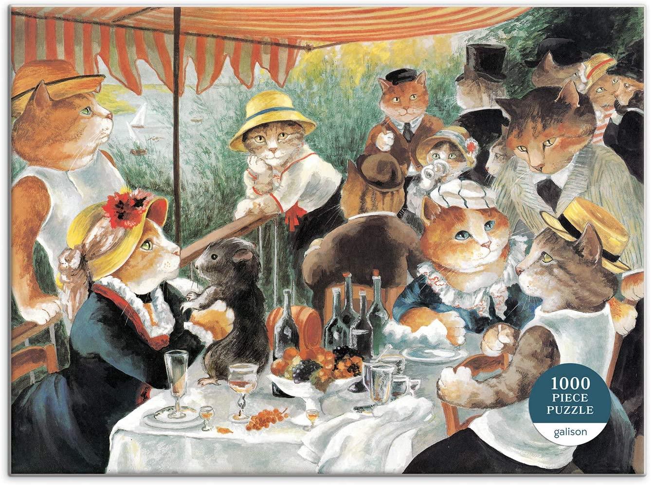 Galison Luncheon of the Boating Party Meowsterpiece of Western Art Jigsaw Puzzle (1000 Pieces)