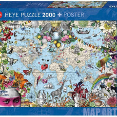 Heye Quirky World Map Art Jigsaw Puzzle (2000 Pieces)