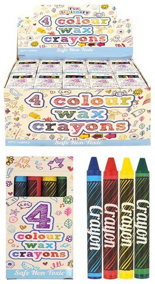 Box of 120 Packs of 4 Colour Wax Crayons