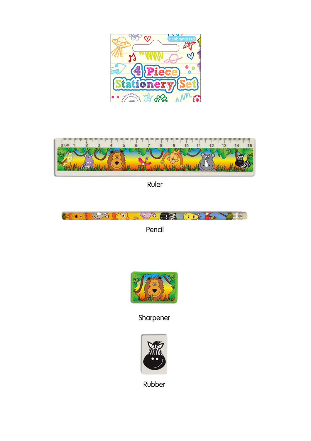 Jungle Animal 4-Piece Stationery Set