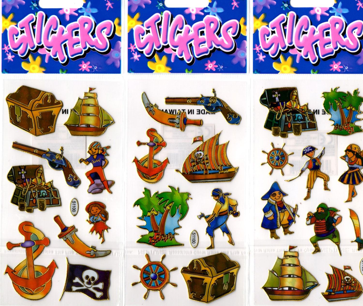 12 Packs of Pirate Stickers