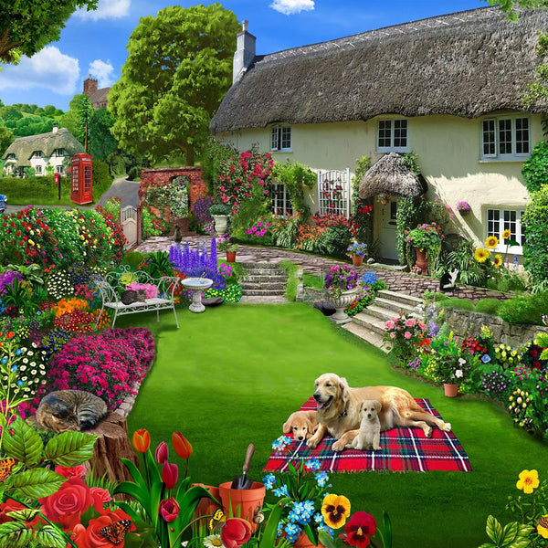 Dogs in a Cottage Garden Jigsaw Puzzles (1000 Pieces)