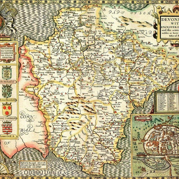 Devon Historical Map - John Speed Jigsaw Puzzle (1000 Pieces)