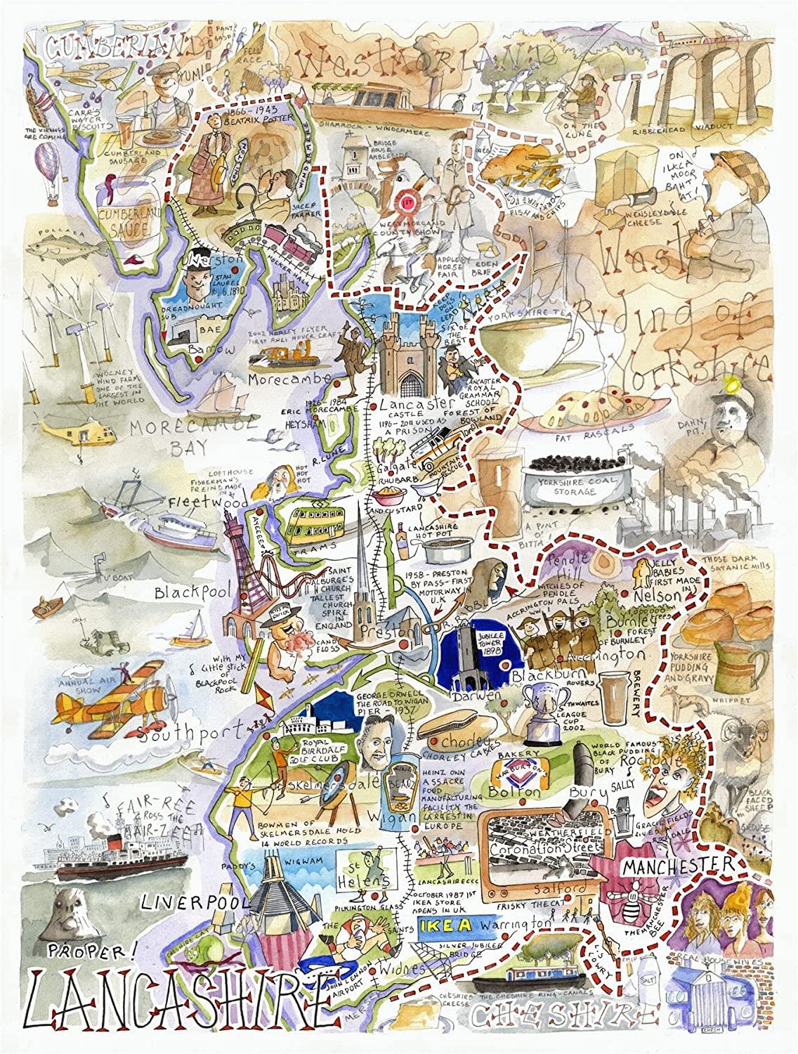 Map of Proper Lancashire, Tim Bulmer Jigsaw Puzzle (1000 Pieces)