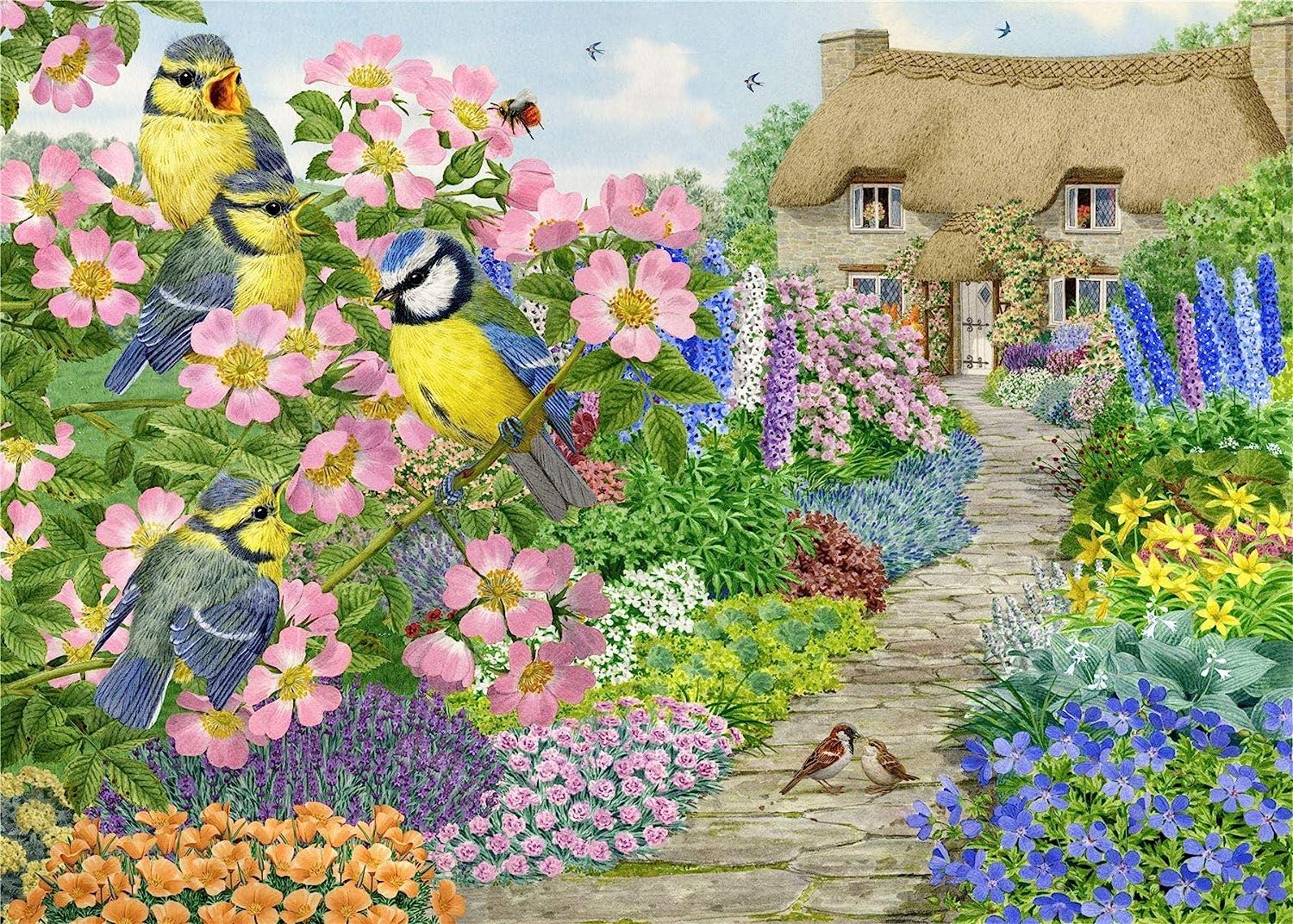 Cottage Garden Birds, Sarah Adams Jigsaw Puzzle (500 Pieces)