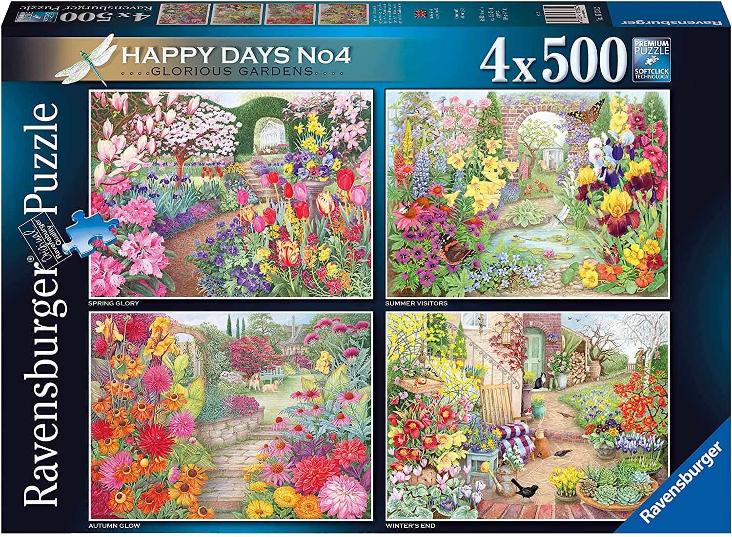 Ravensburger Happy Days No 4 Glorious Gardens Jigsaw Puzzle (4 x 500 Pieces)