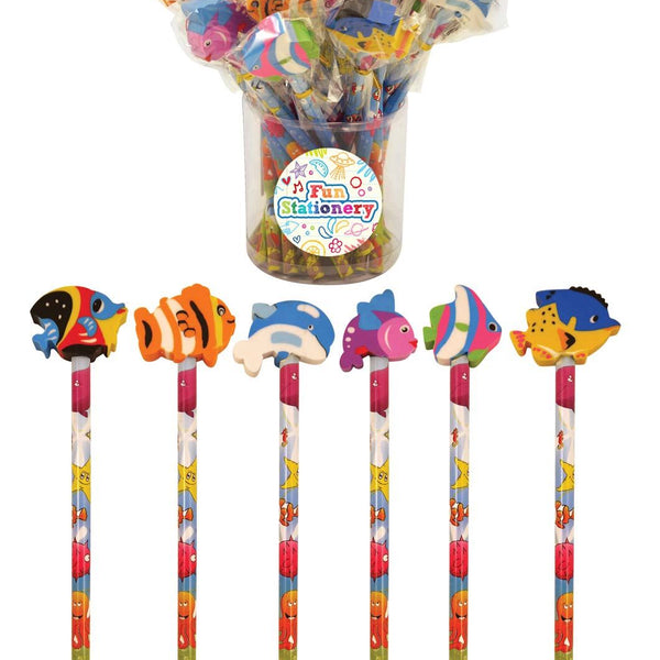 24 Sealife Pencils With Eraser Tops