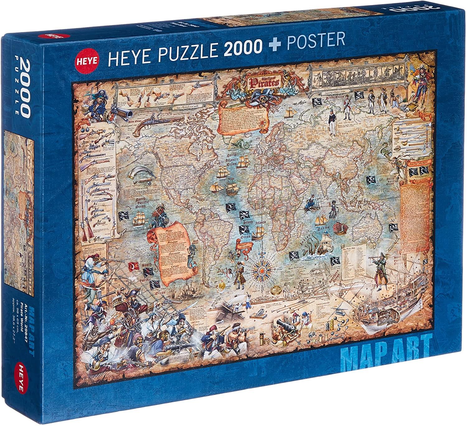 Heye Pirate World Map Art Jigsaw Puzzle (2000 Pieces)