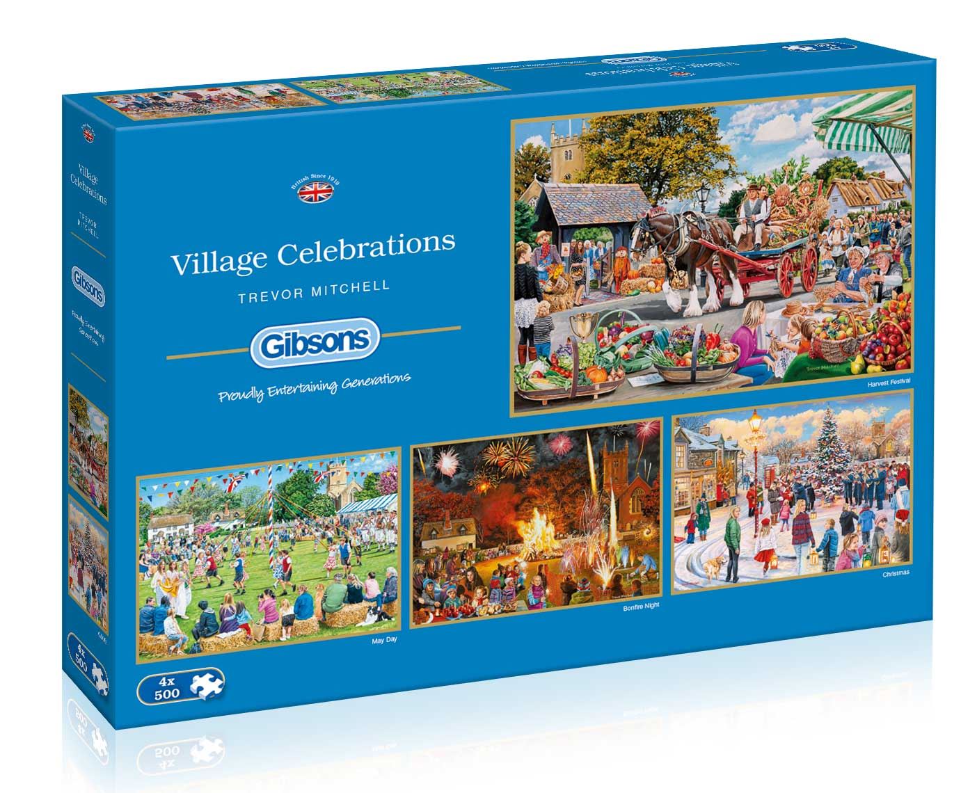 Gibsons Village Celebrations  Jigsaw Puzzles (4 x 500 Pieces)
