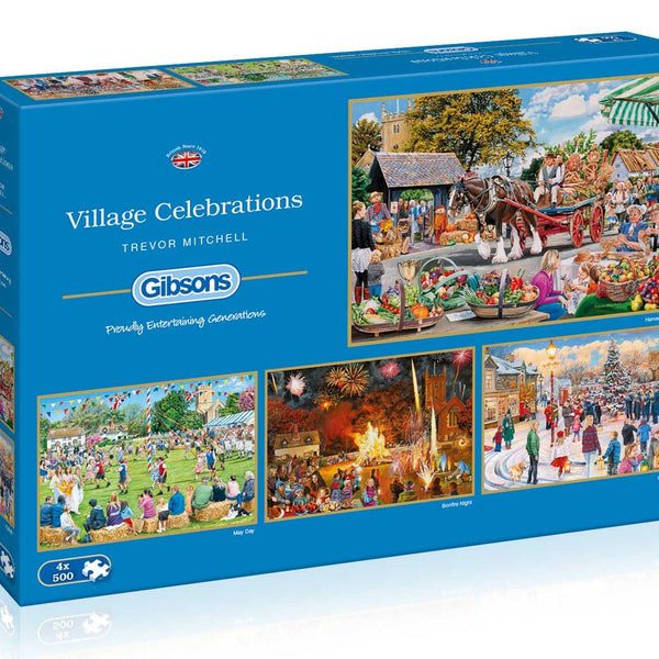 Gibsons Village Celebrations  Jigsaw Puzzles (4 x 500 Pieces)