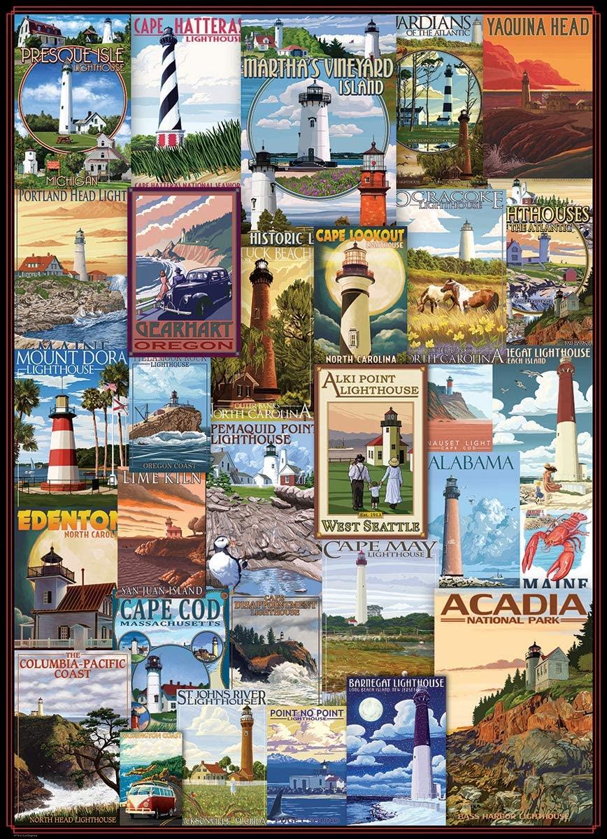 Eurographics Lighthouses Vintage Posters Jigsaw Puzzle (1000 Pieces)