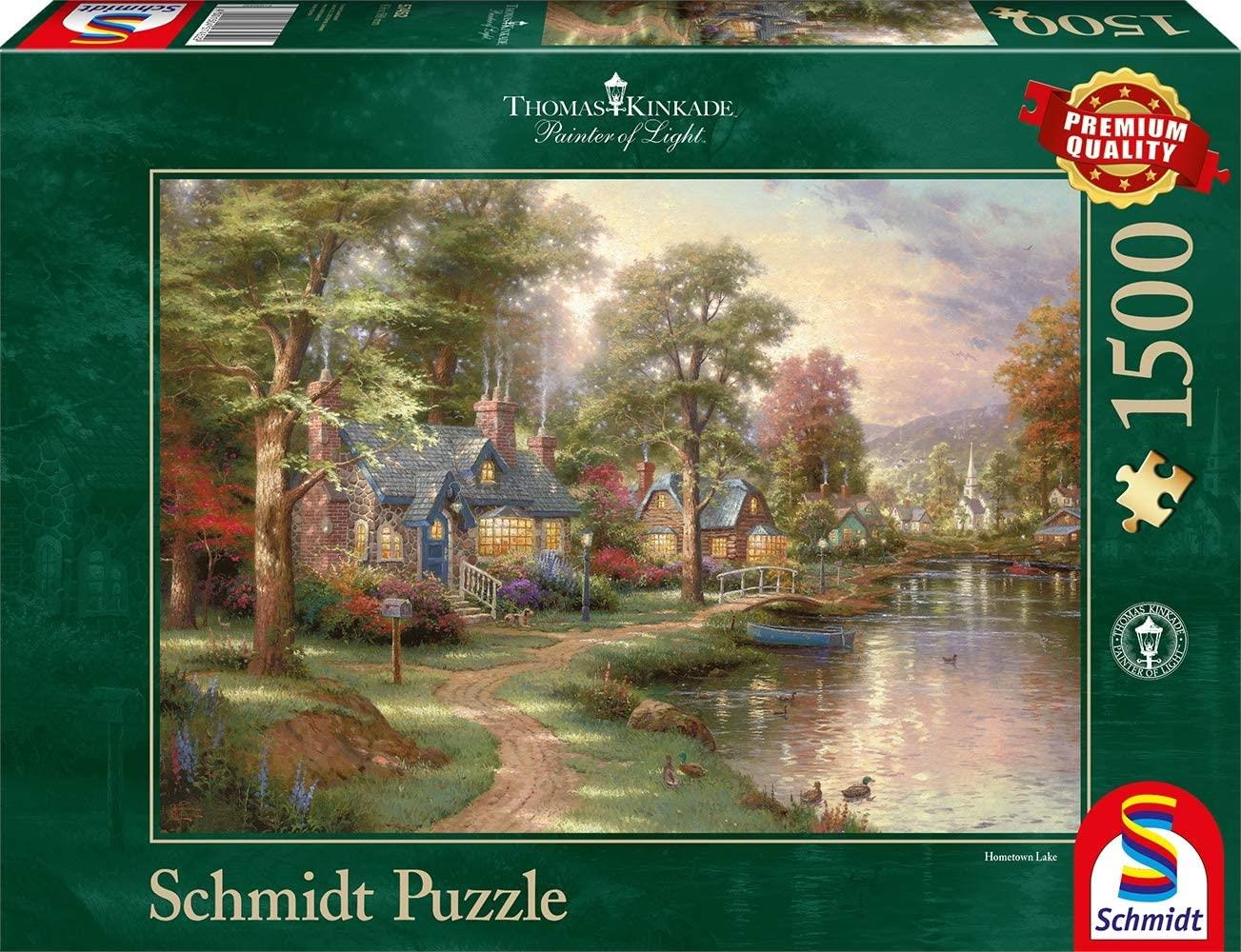 Schmidt Kinkade Hometown Lake Jigsaw Puzzle (1500 Pieces)