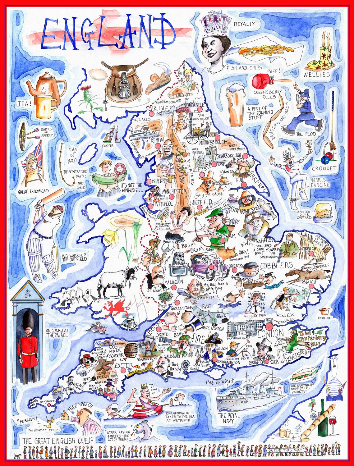 Map Of England - Tim Bulmer Jigsaw Puzzle (1000 Pieces)